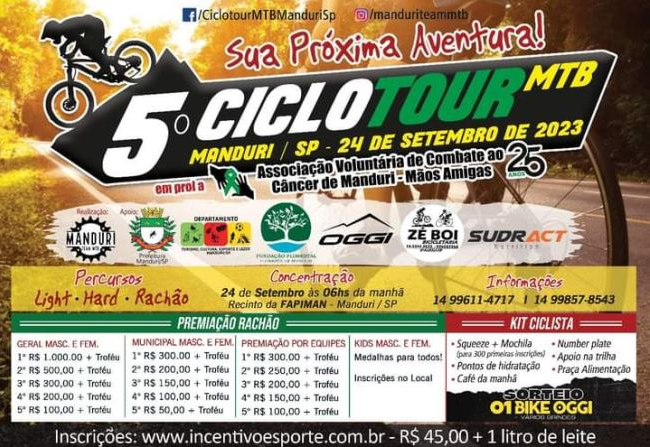 5° CICLOTOUR MTB MANDURI - EM PROL A ASSOCIAÇÃO